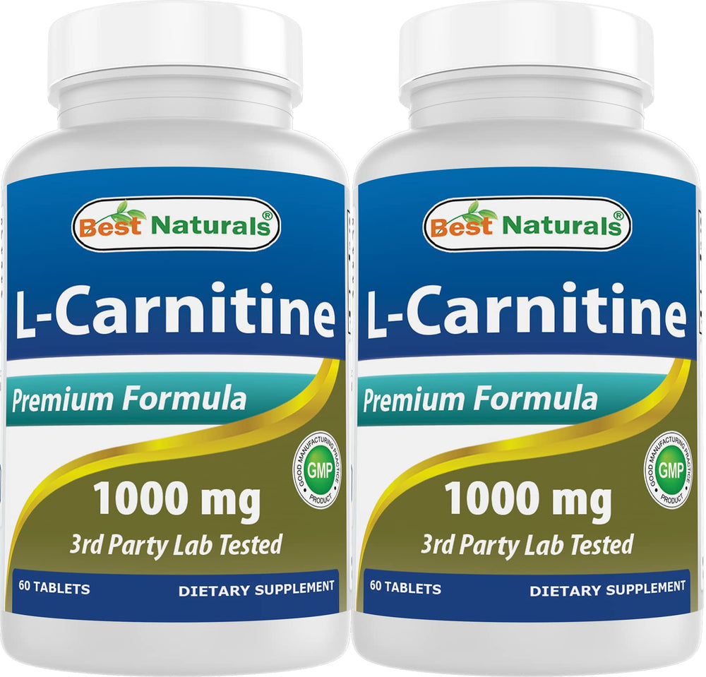 Best Naturals L-Carnitine 1000mg tablets in bottle with label for daily wellness