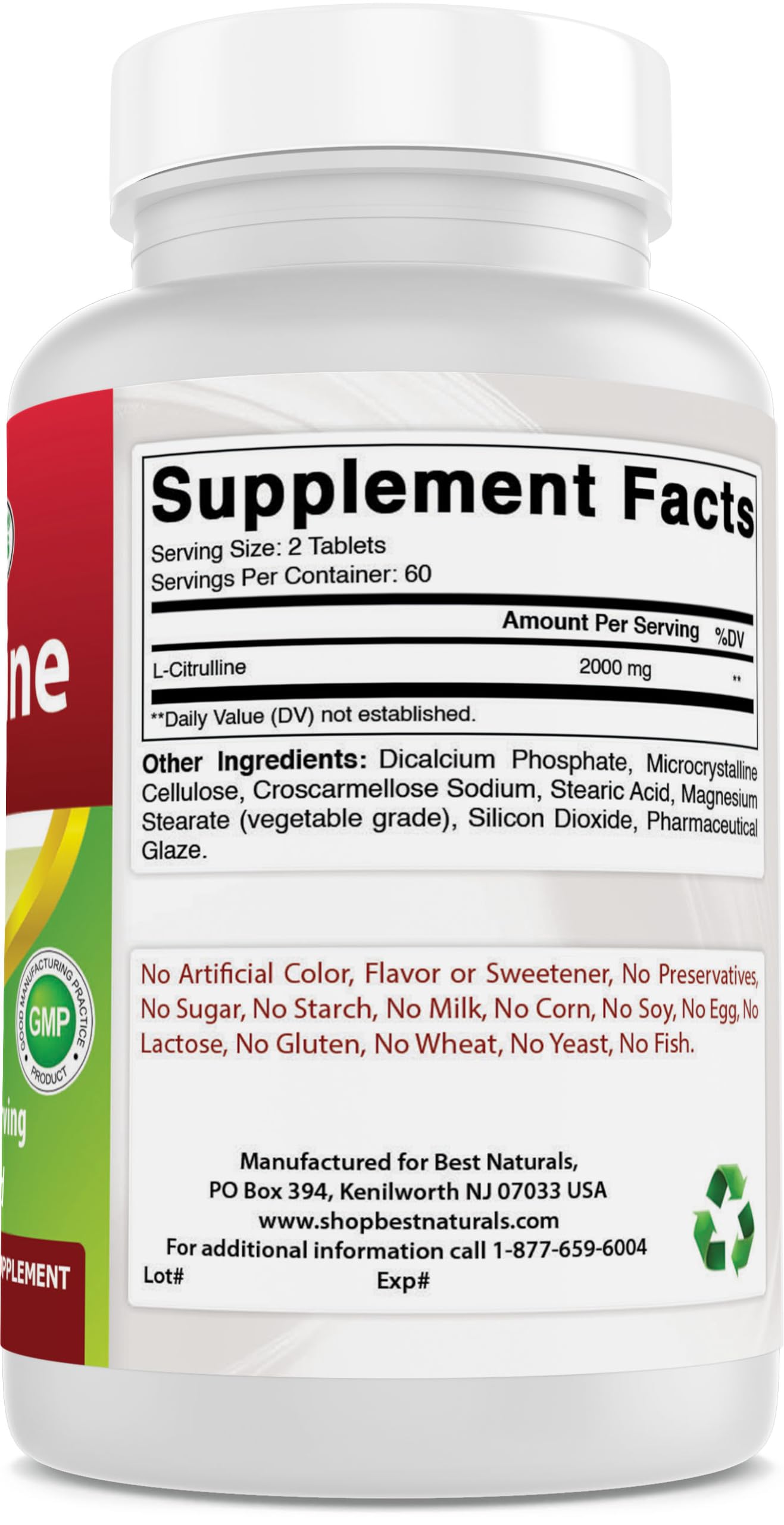 Best Naturals L-Citrulline sodium-free formula supports versatile use.