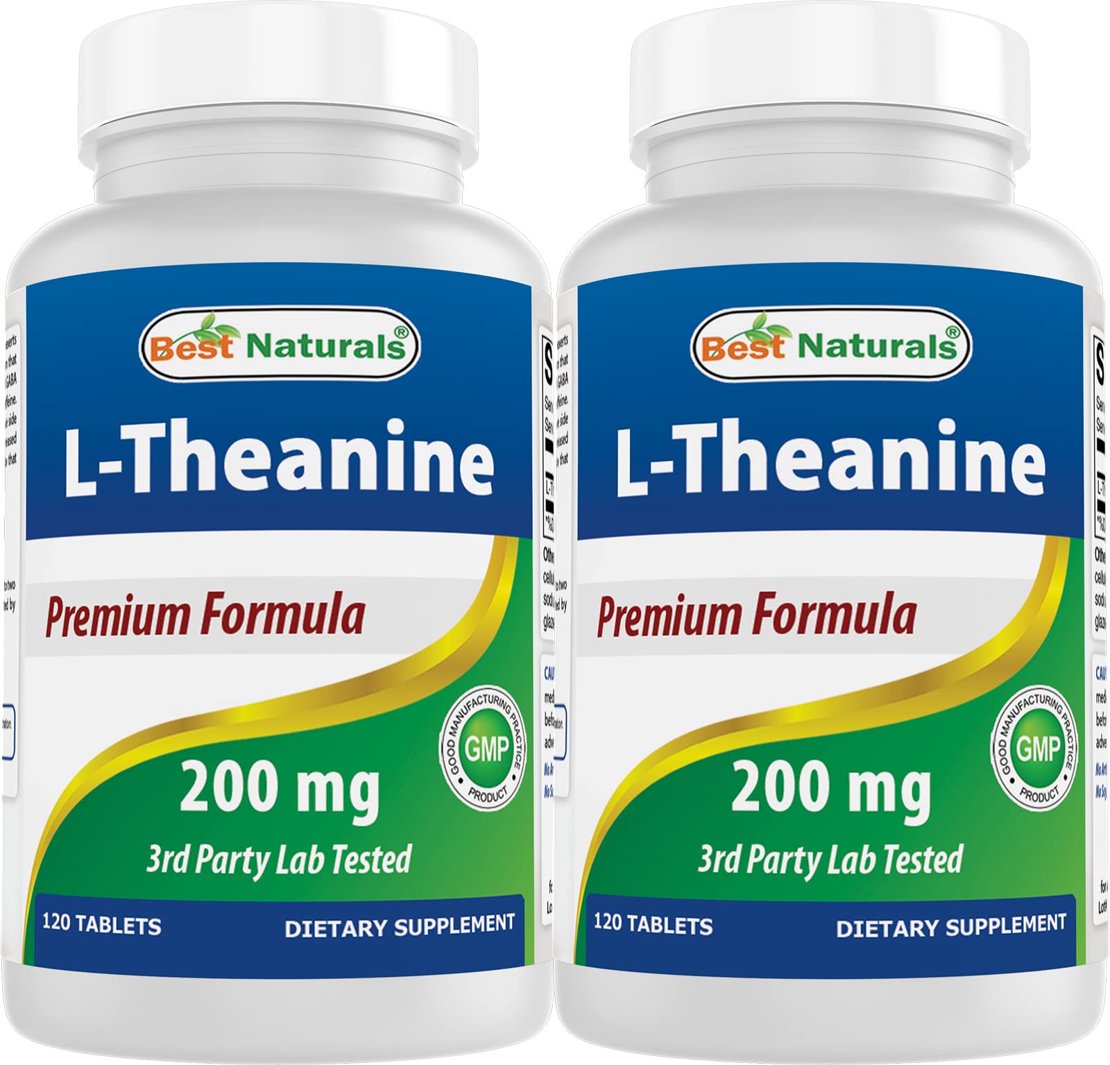 Best Naturals L-Theanine 200mg tablets in bottle promote calm focus