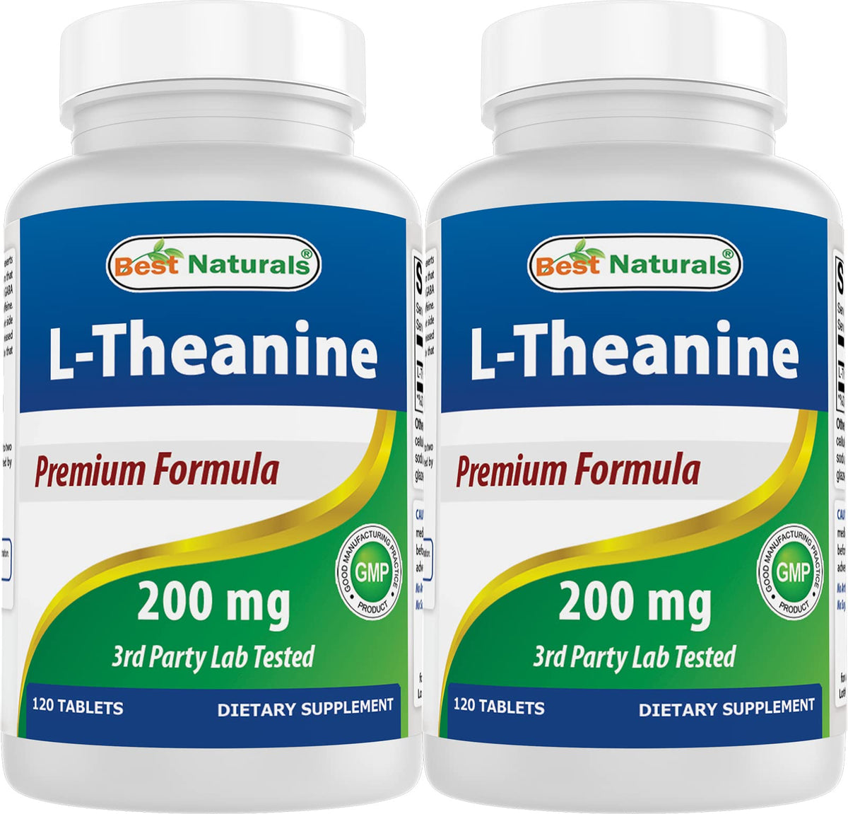 Best Naturals L-Theanine 200mg tablets in bottle promote calm focus