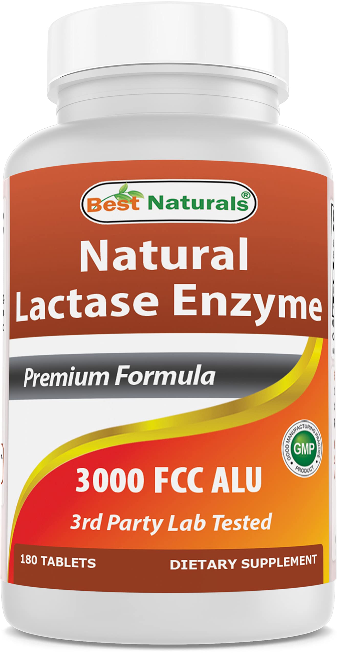 Best Naturals lactase supplement bottle with packaging and usage cues.