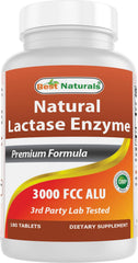 Best Naturals lactase tablet bottle front for lactose-friendly meals.