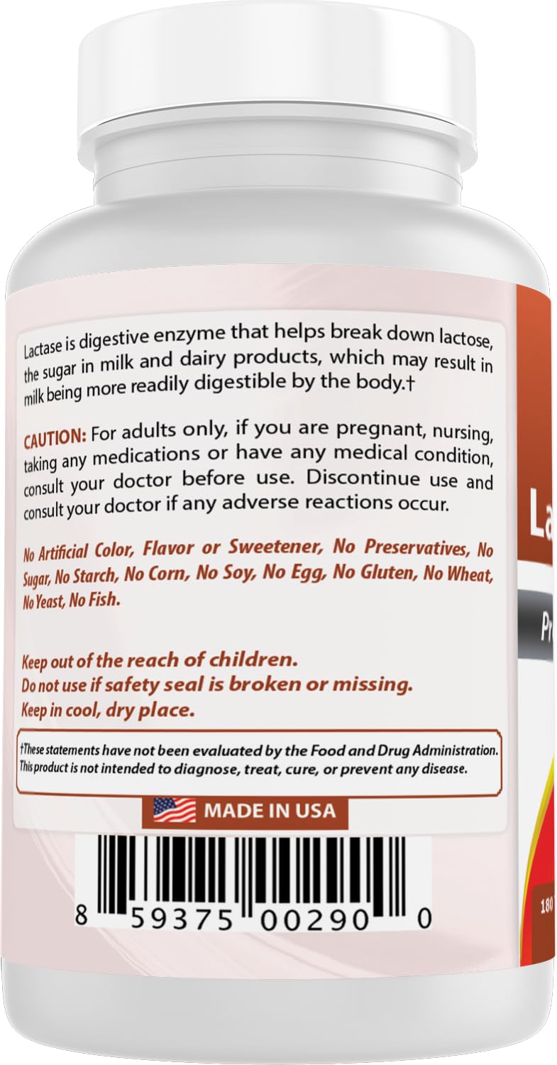 Best Naturals lactase tablet on kitchen counter next to dairy foods.