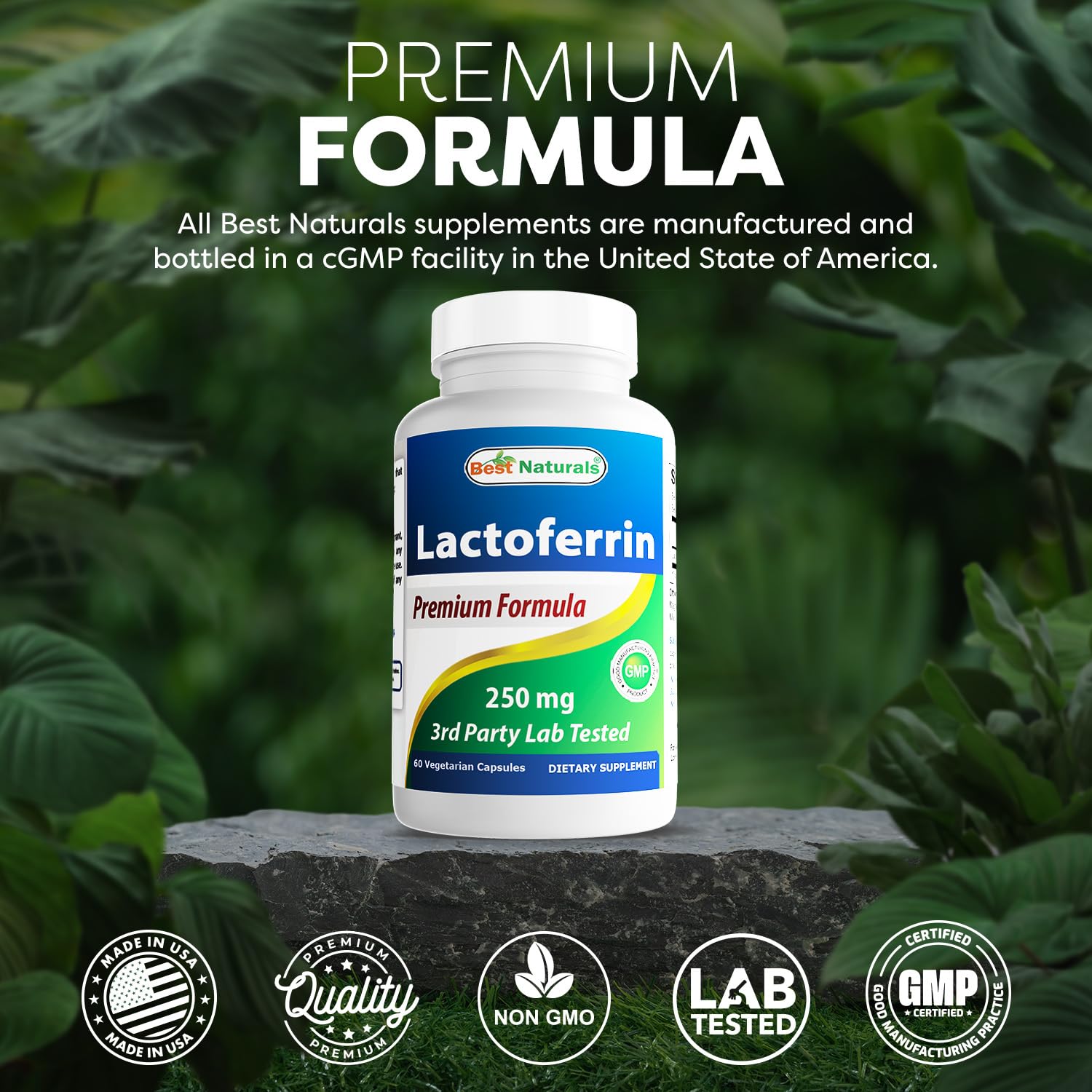 Packaging on kitchen counter highlighting USA-made GMP and FDA registered info