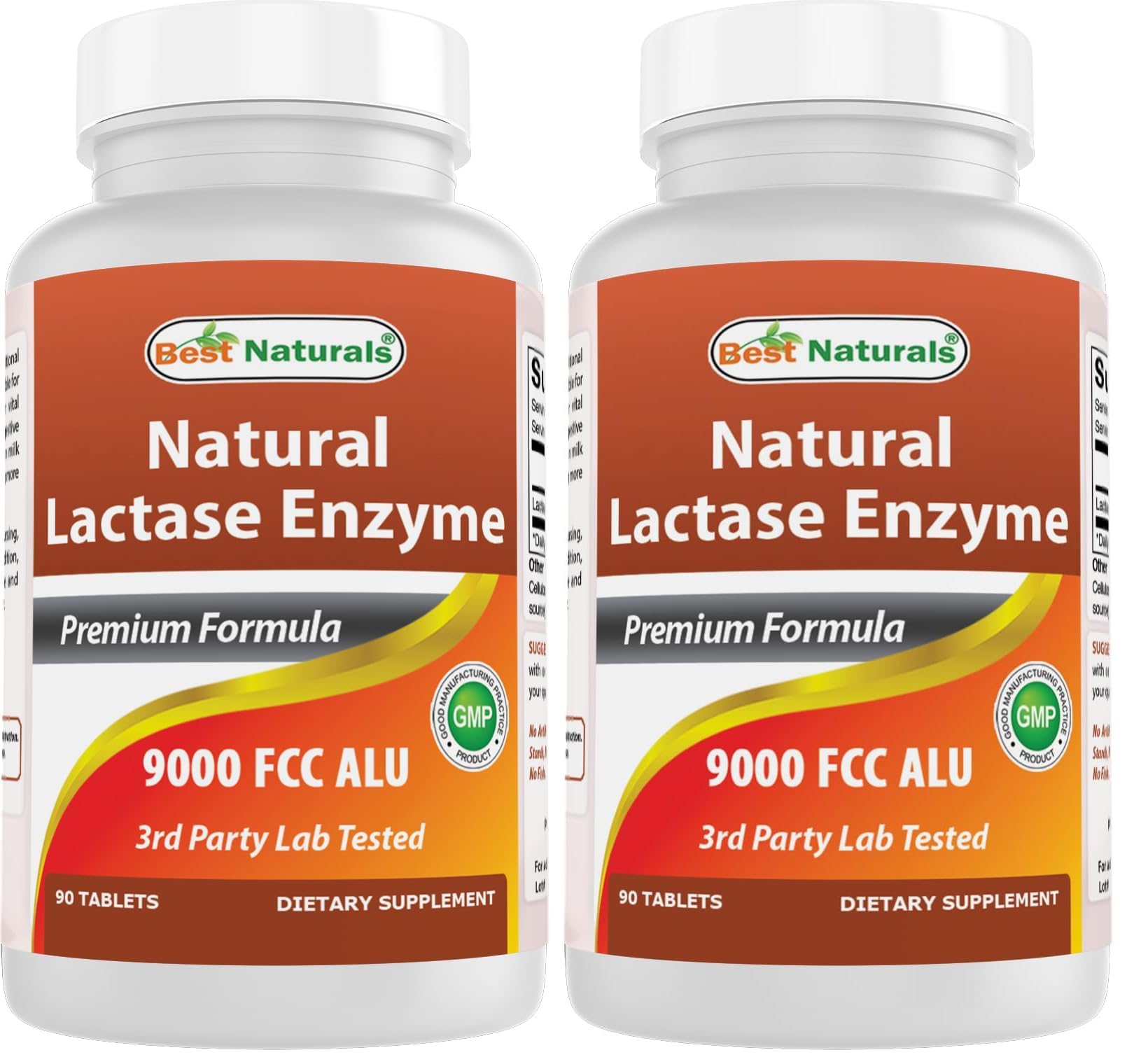 Best Naturals Lactose Intolerance Relief bottle with high-potency tablets for dairy digestion.