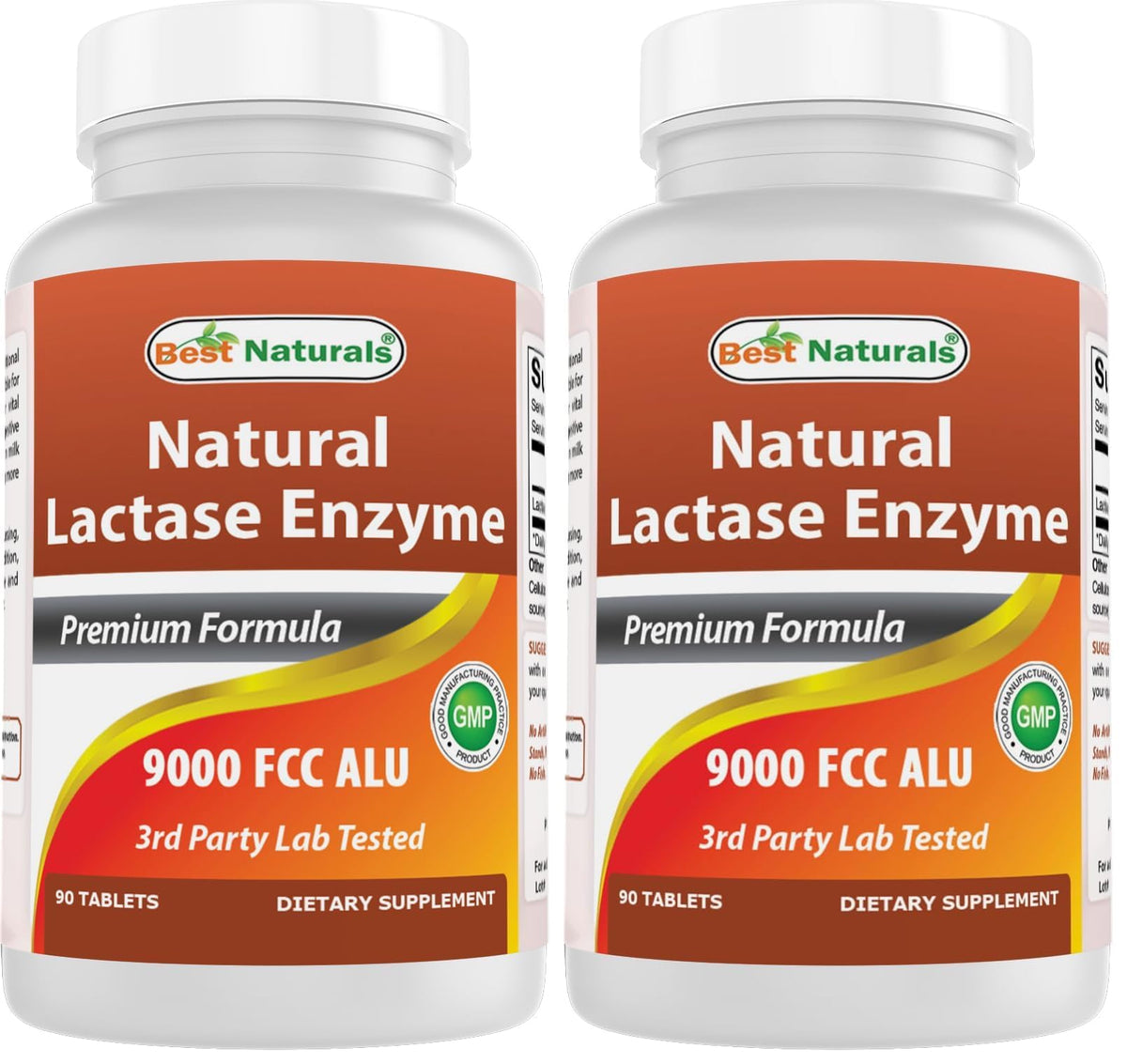 Best Naturals Lactose Intolerance Relief bottle with high-potency tablets for dairy digestion.