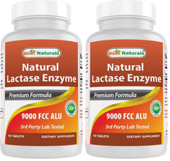 Best Naturals Lactose Intolerance Relief bottle with high-potency tablets for dairy digestion.
