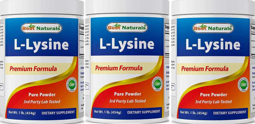 Best Naturals Lysine Powder bottle front shows purity and quality