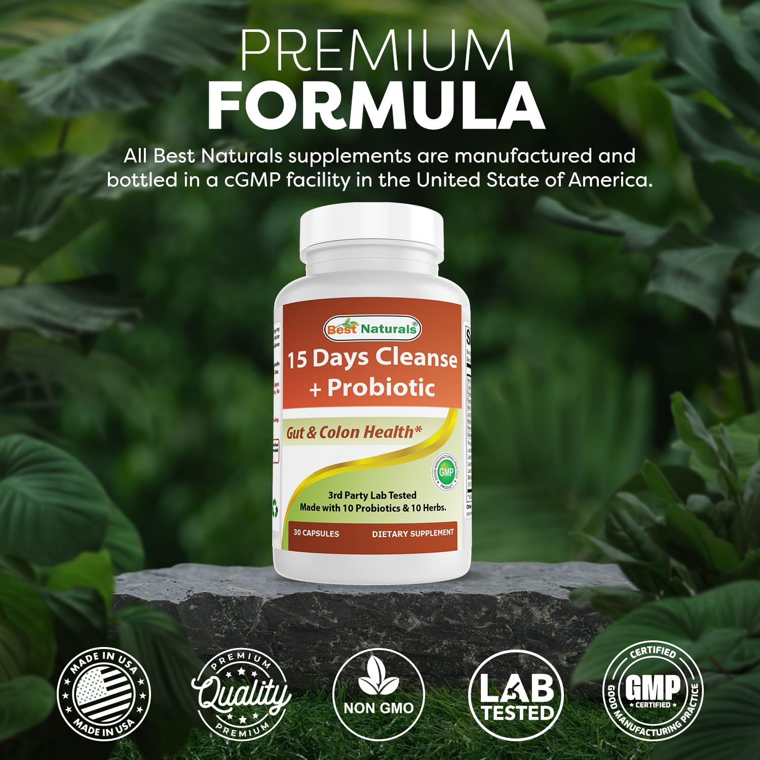 Best Naturals USA-made facility seal on packaging.
