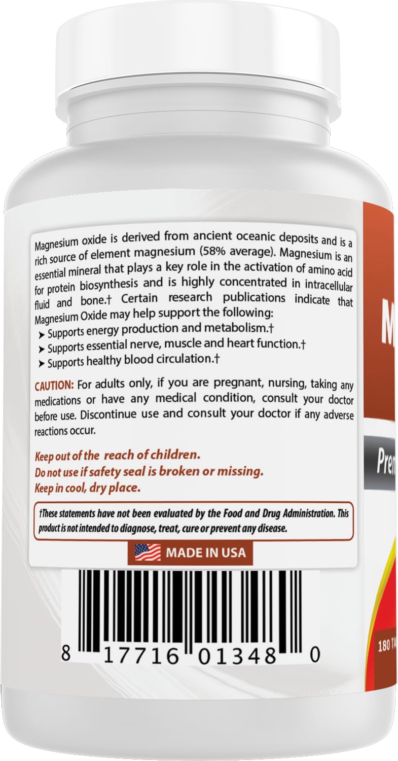Best Naturals Magnesium Oxide gluten-free non-GMO icons on label