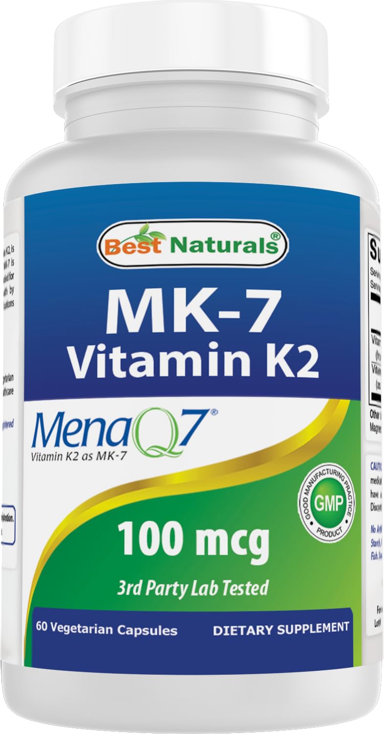 Best Naturals MK-7 100mcg bottle front for premium daily supplementation
