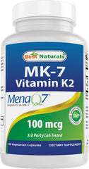 Best Naturals MK-7 100mcg bottle front for premium daily supplementation