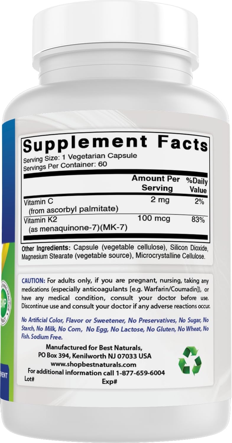 Best Naturals MK-7 100mcg capsules in hand for portable wellness