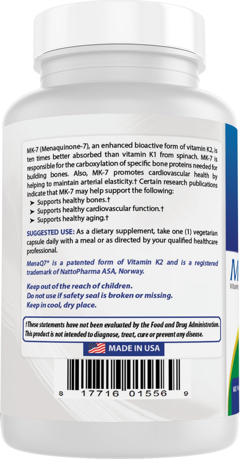 Best Naturals MK-7 100mcg on shelf display highlights USA-made production