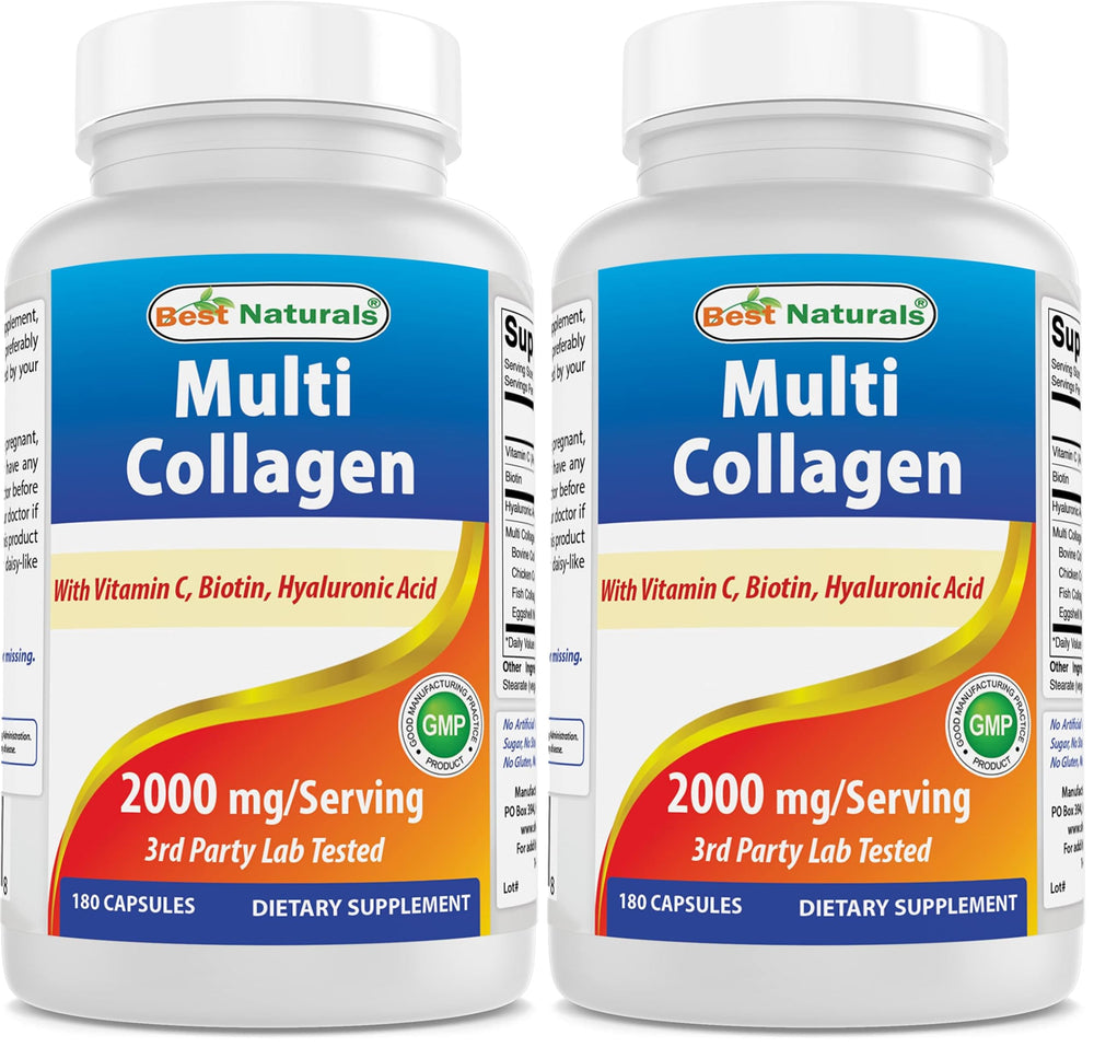 Best Naturals Multi Collagen pills bottle front view for daily hair, skin, and nails support.