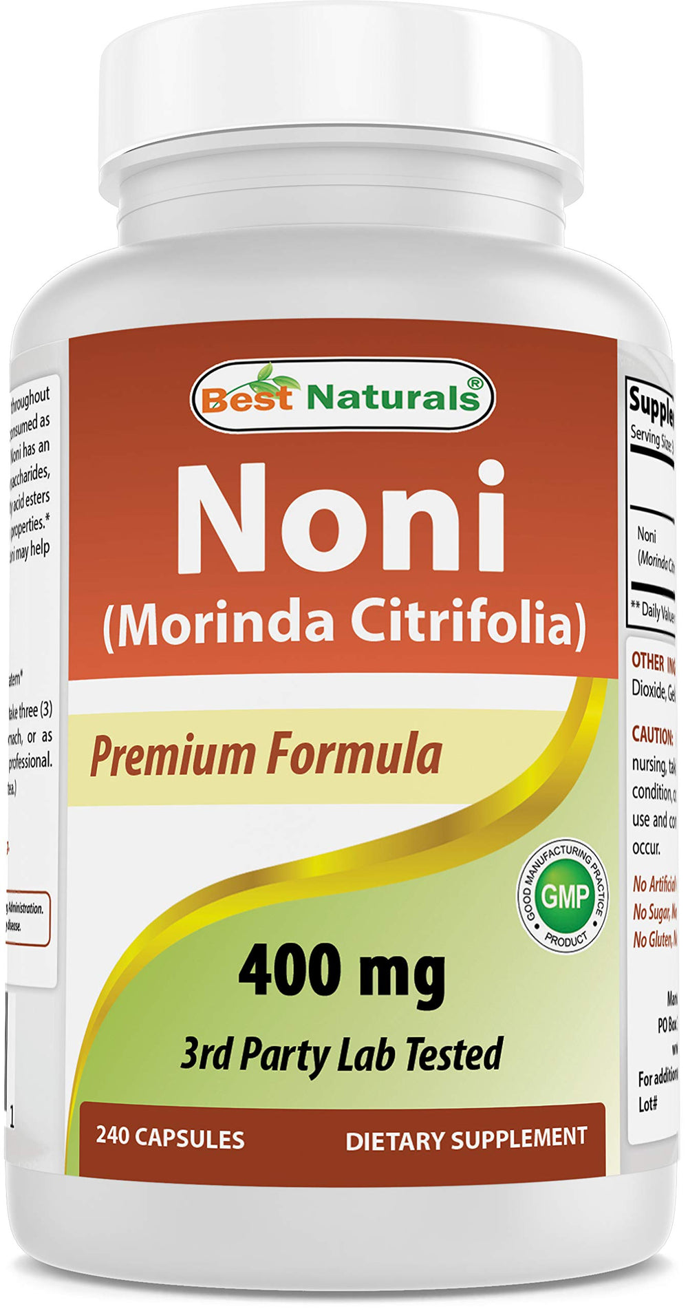Best Naturals Noni 400 mg capsules bottle front for daily wellness support