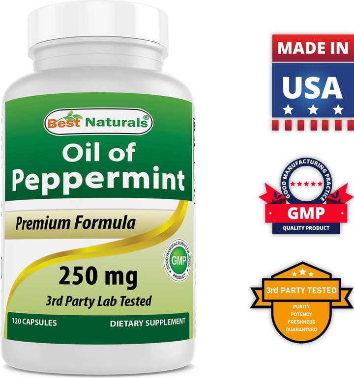 Best Naturals Peppermint Oil capsules pack; convenient monthly supply.
