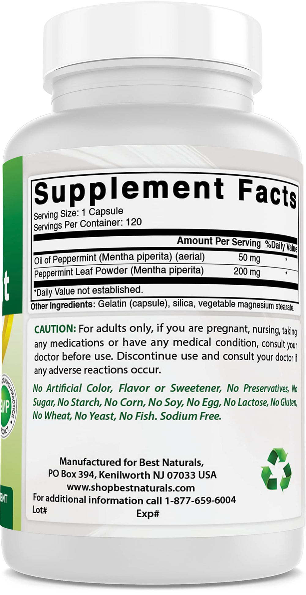 Best Naturals Peppermint Oil USA made badge; supports trusted manufacturing.