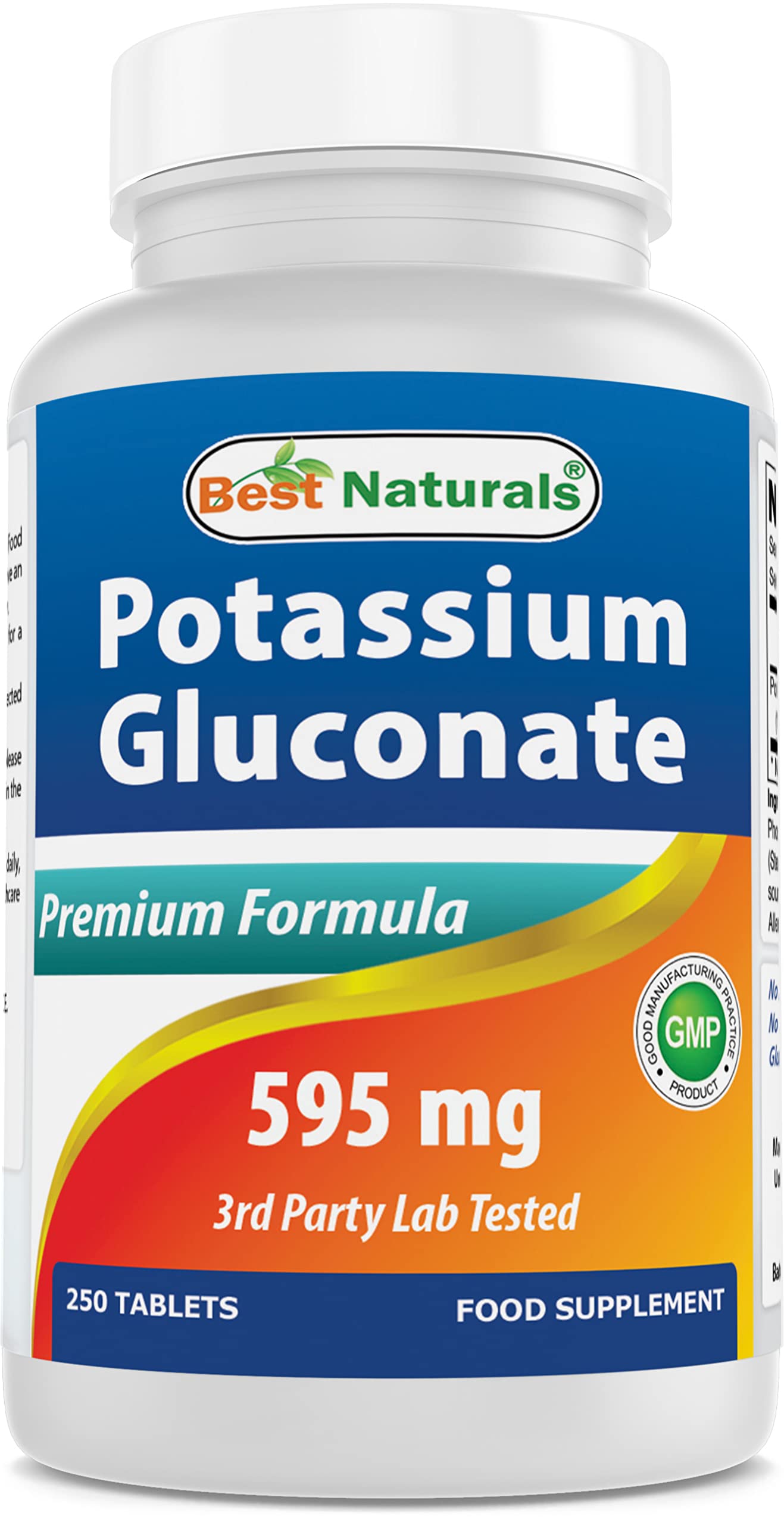Best Naturals potassium gluconate tablet bottle for daily wellness.