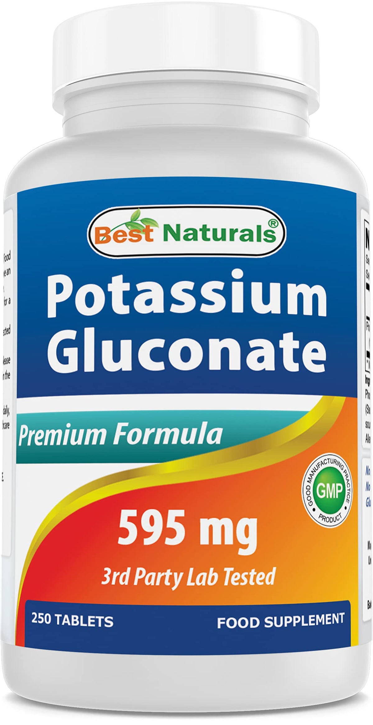 Best Naturals potassium gluconate tablet bottle for daily wellness.