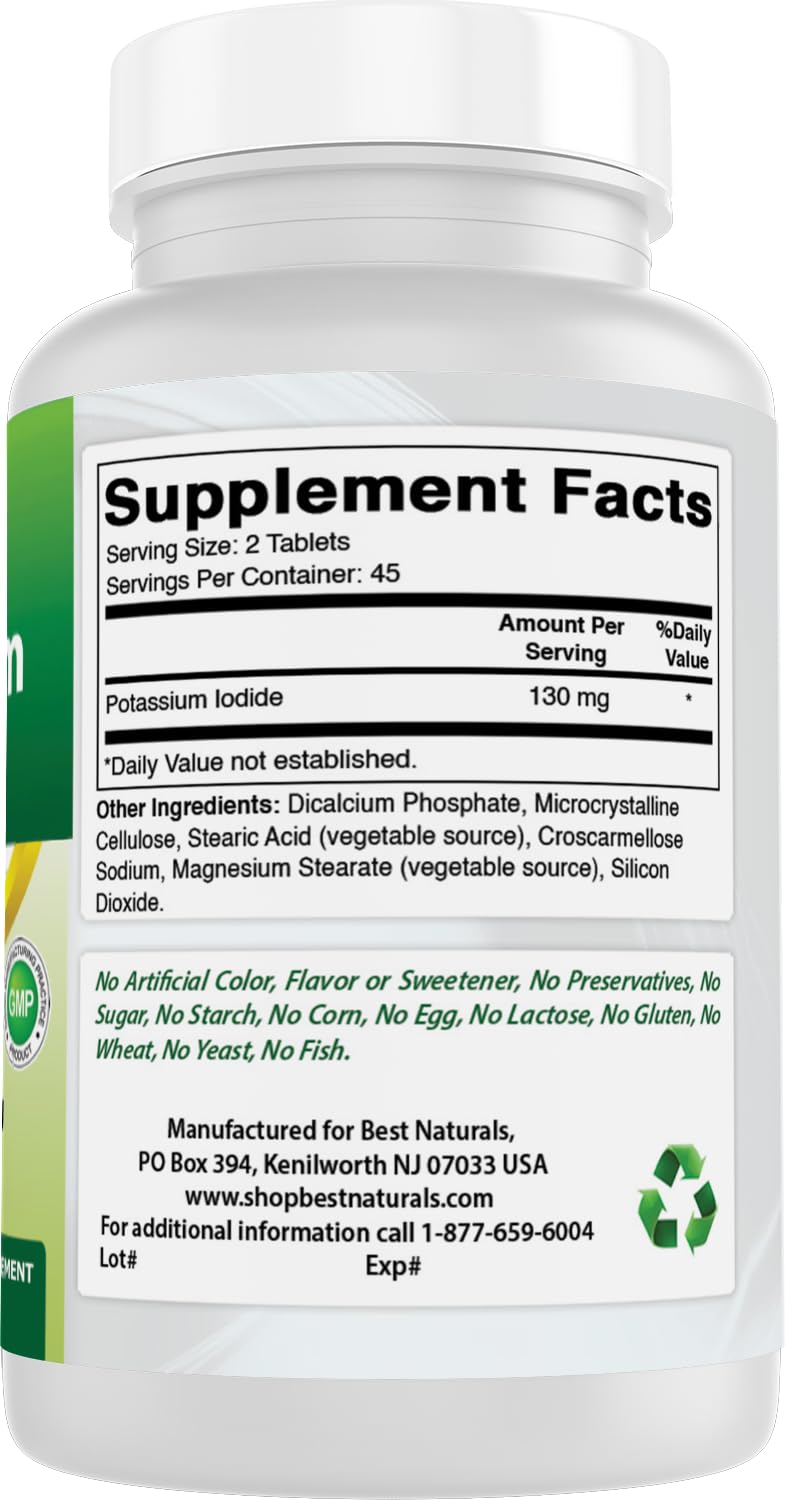 Best Naturals Potassium Iodide made in USA badge emphasizing domestic production