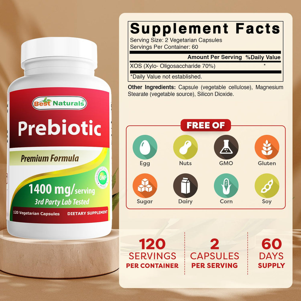 Close-up of Best Naturals XOS capsules for daily supplementation.