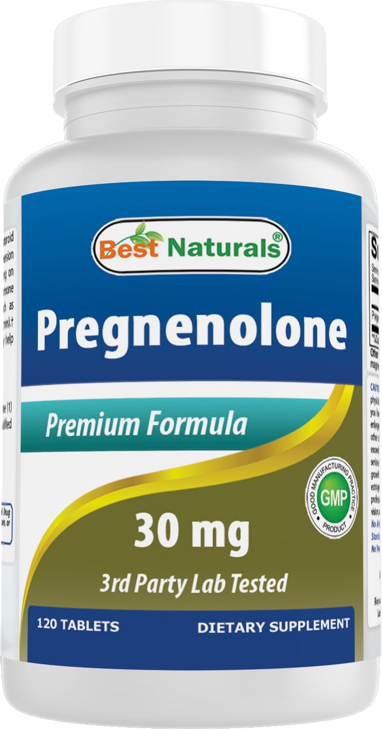 Best Naturals Pregnenolone 30 mg tablets bottle front view for daily wellness