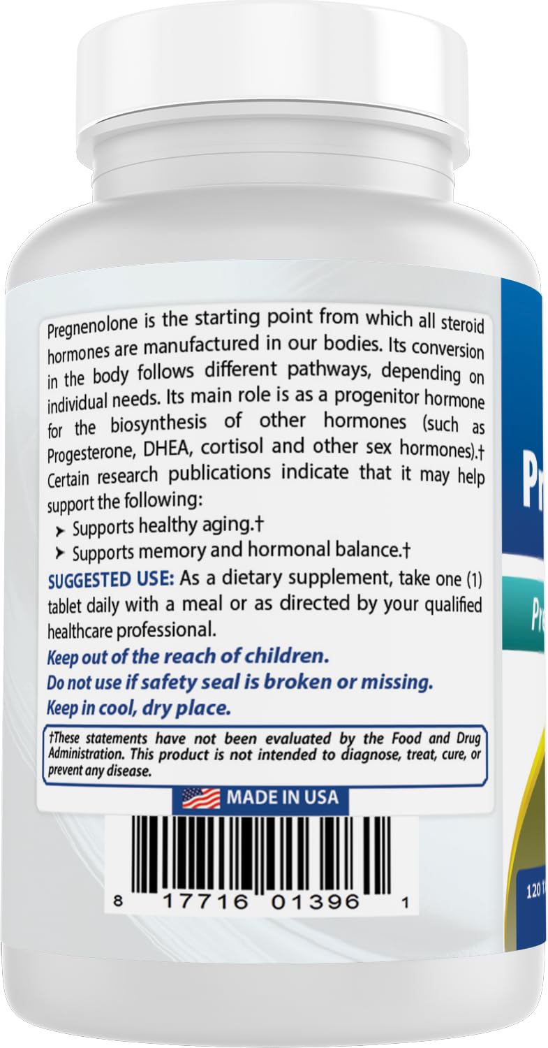 Best Naturals Pregnenolone 30 mg tablets USA-made in GMP facility