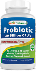 Best Naturals probiotic bottle with 120 veggie capsules for daily digestive support.