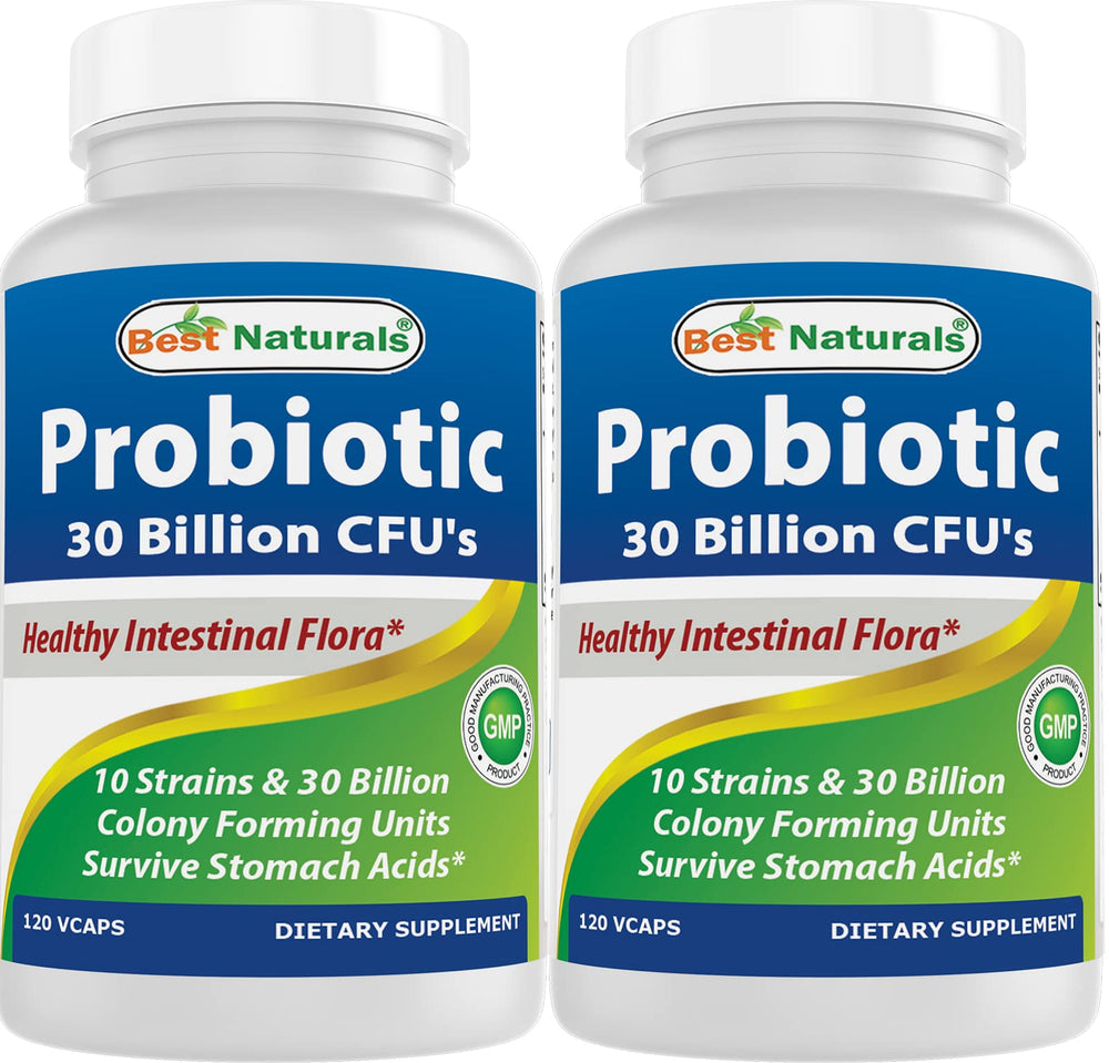 Best Naturals probiotic 10 strains bottle front promotes everyday gut balance.