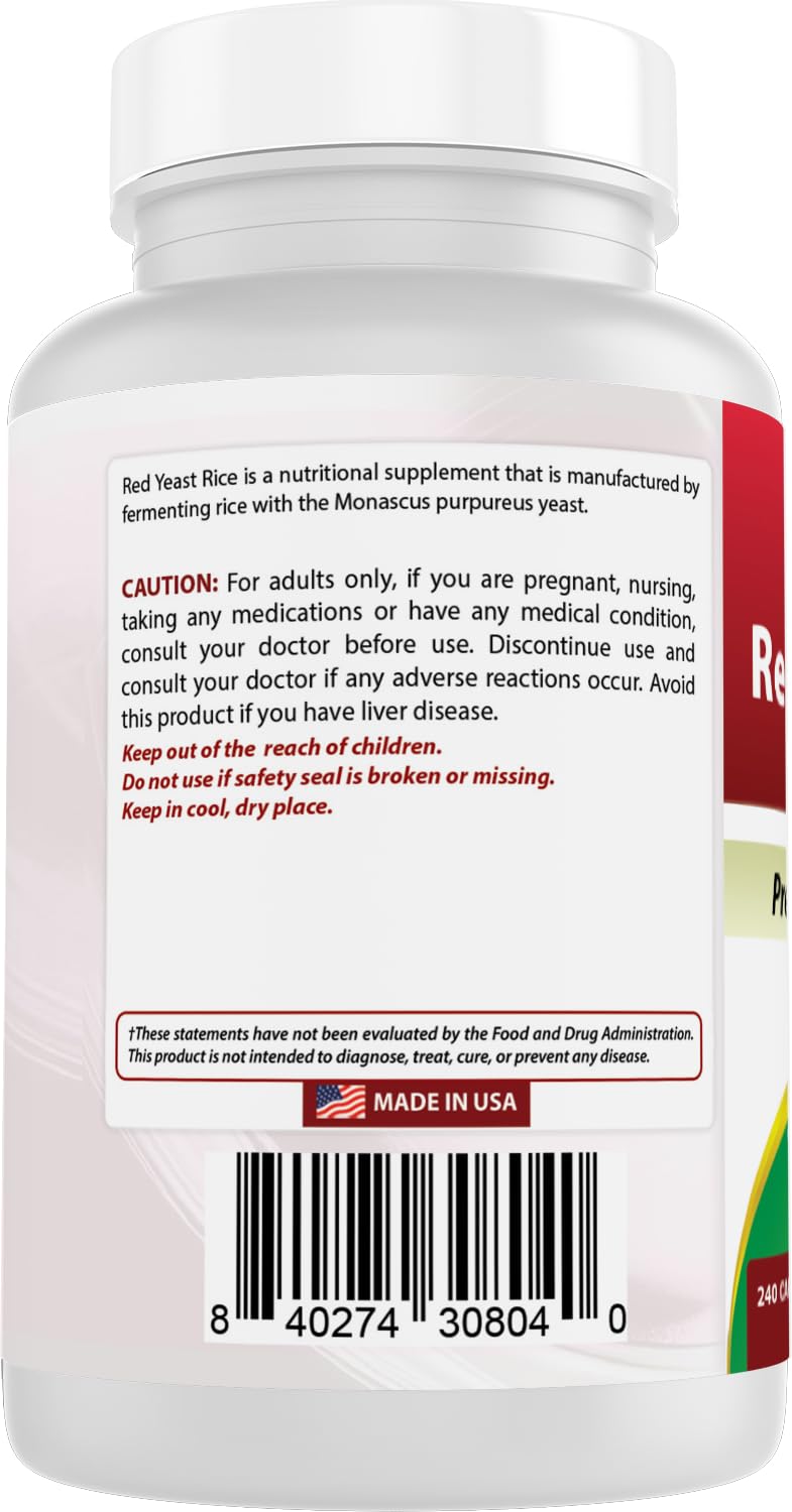 Best Naturals Red Yeast Rice gluten-free and non-GMO bottle for clean sourcing