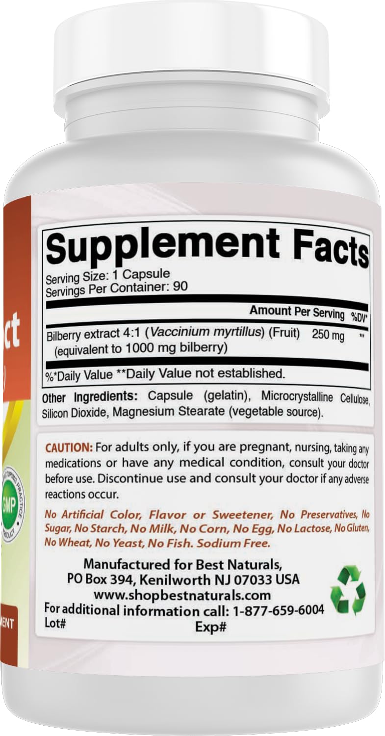 Best Naturals bilberry bottle emphasizes sodium-free formula for mindful nutrition