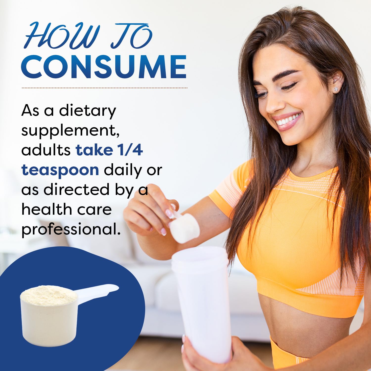 Best Naturals Taurine powder bottle back label displays serving size