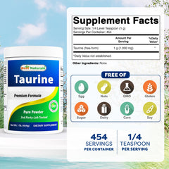 Best Naturals Taurine powder scoop serving shows easy daily dosing