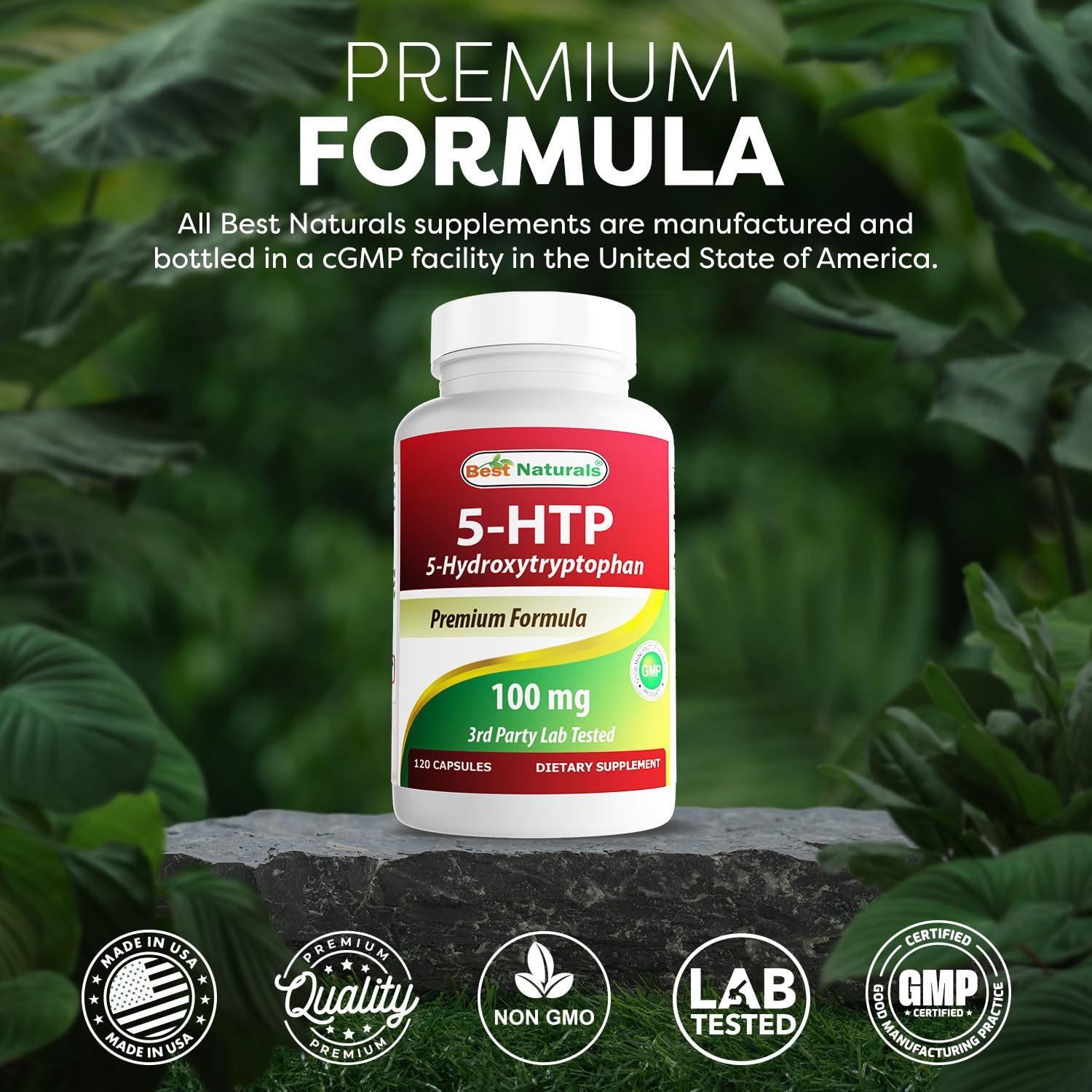 Best Naturals USA-made facility badge image emphasizes GMP and FDA registration.