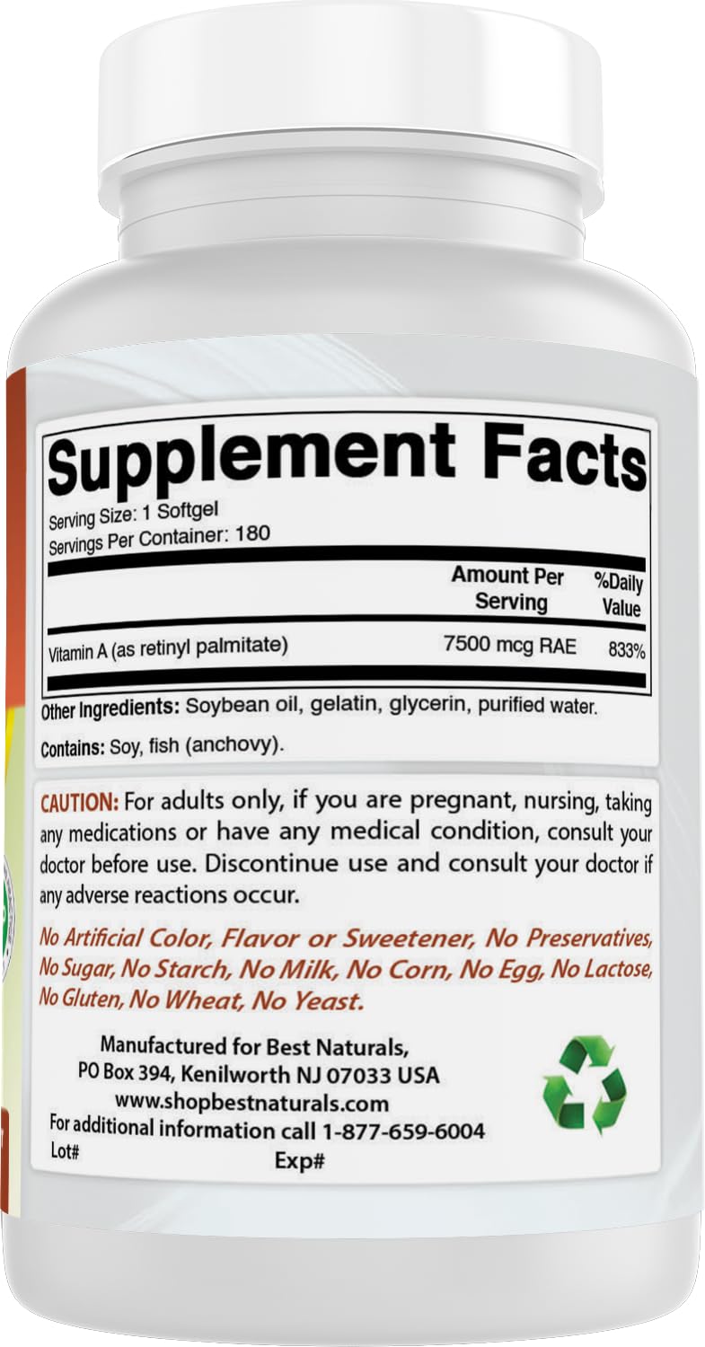 Pouring Best Naturals Vitamin A softgel capsule into hand for context