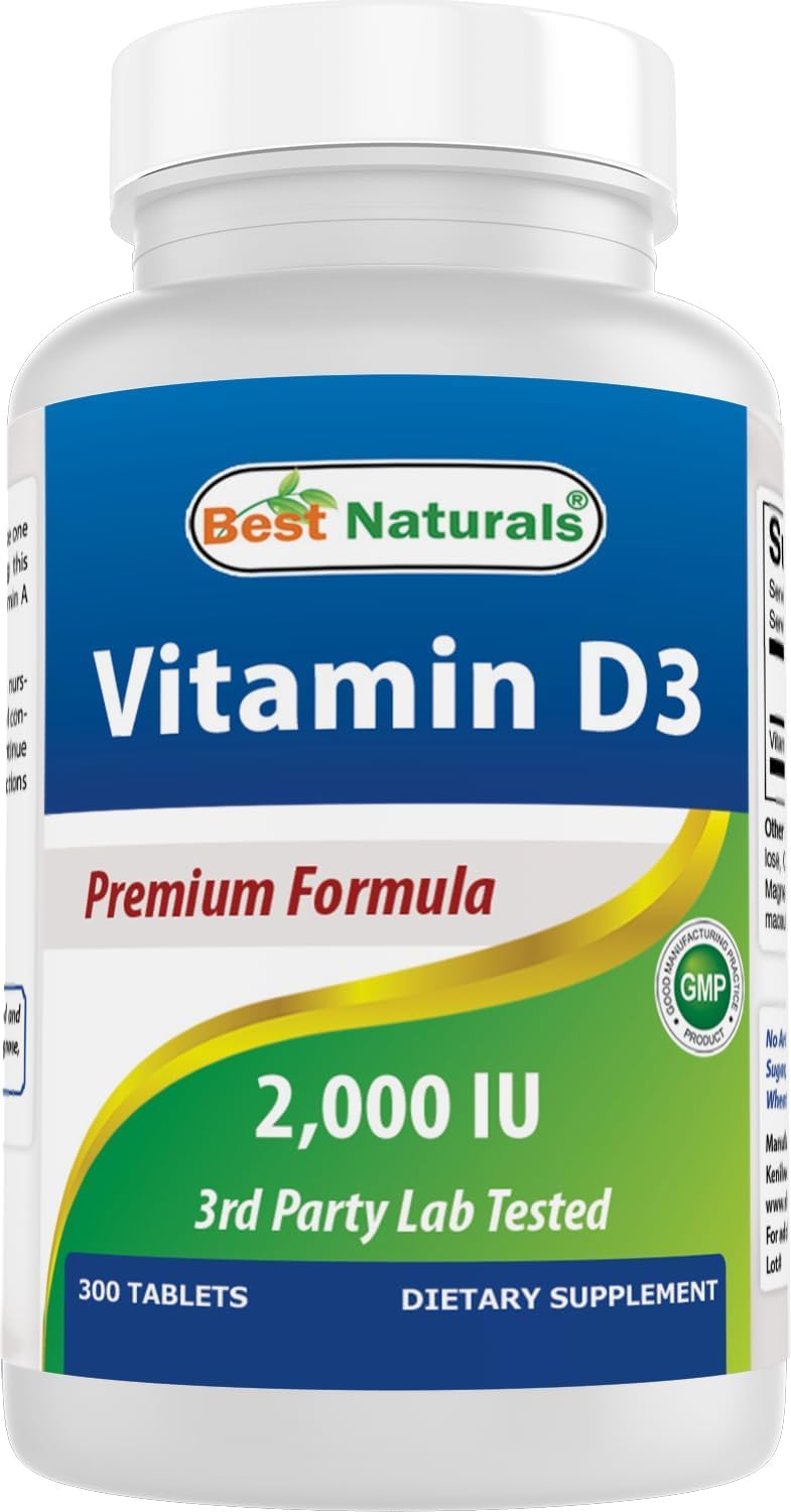 Best Naturals Vitamin D3 2000 IU bottle front view, ideal for a simple daily wellness routine.