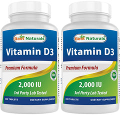 Best Naturals Vitamin D3 2000 IU bottle front for immune support.