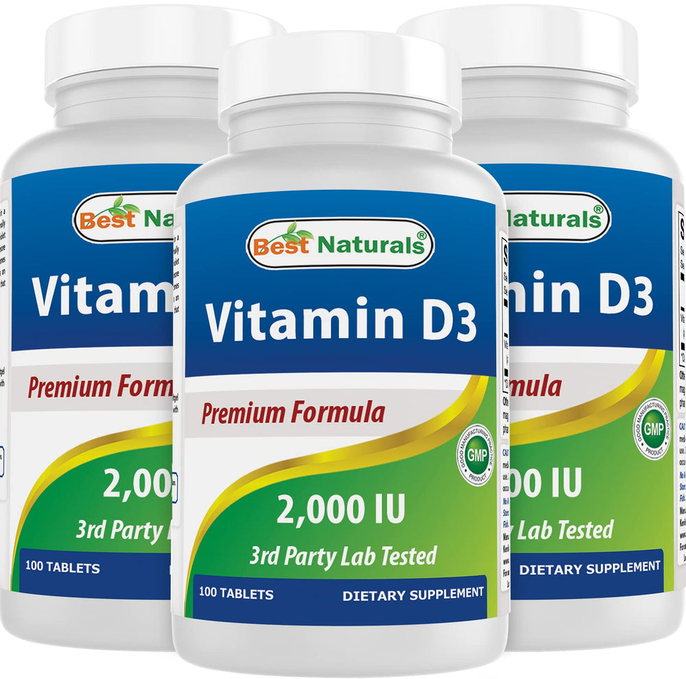 Best Naturals Vitamin D3 2000 IU tablets in bottle for daily bone support