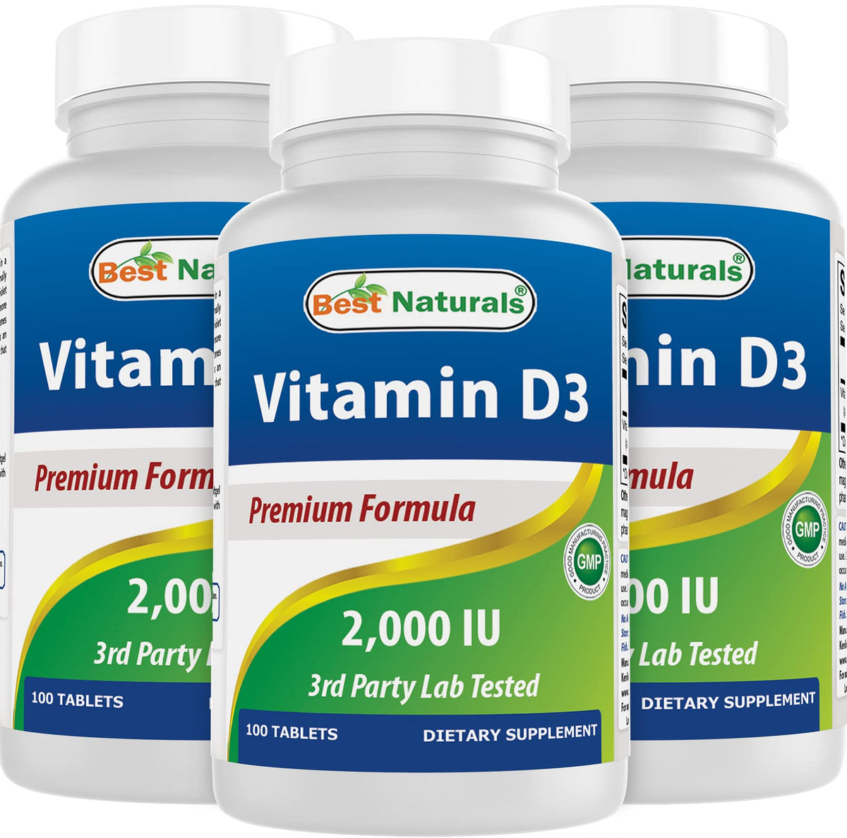 Best Naturals Vitamin D3 2000 IU tablets in bottle for daily bone support