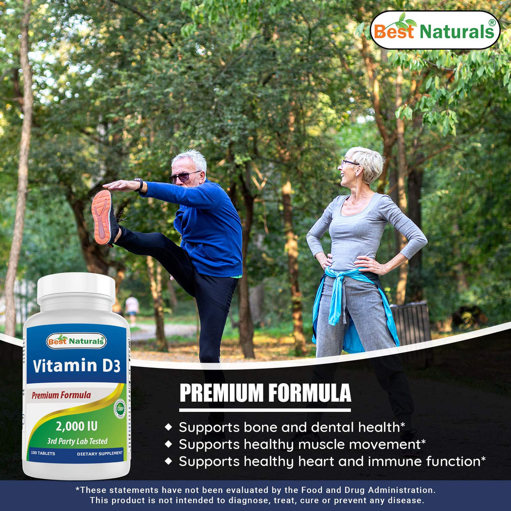 Best Naturals Vitamin D3 capsules on bottle supporting bone health and muscle function