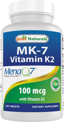 Best Naturals Vitamin K2 MK7 with D3 bottle front highlights potential bone and heart health support.