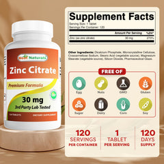 Best Naturals zinc citrate form close-up for daily use.