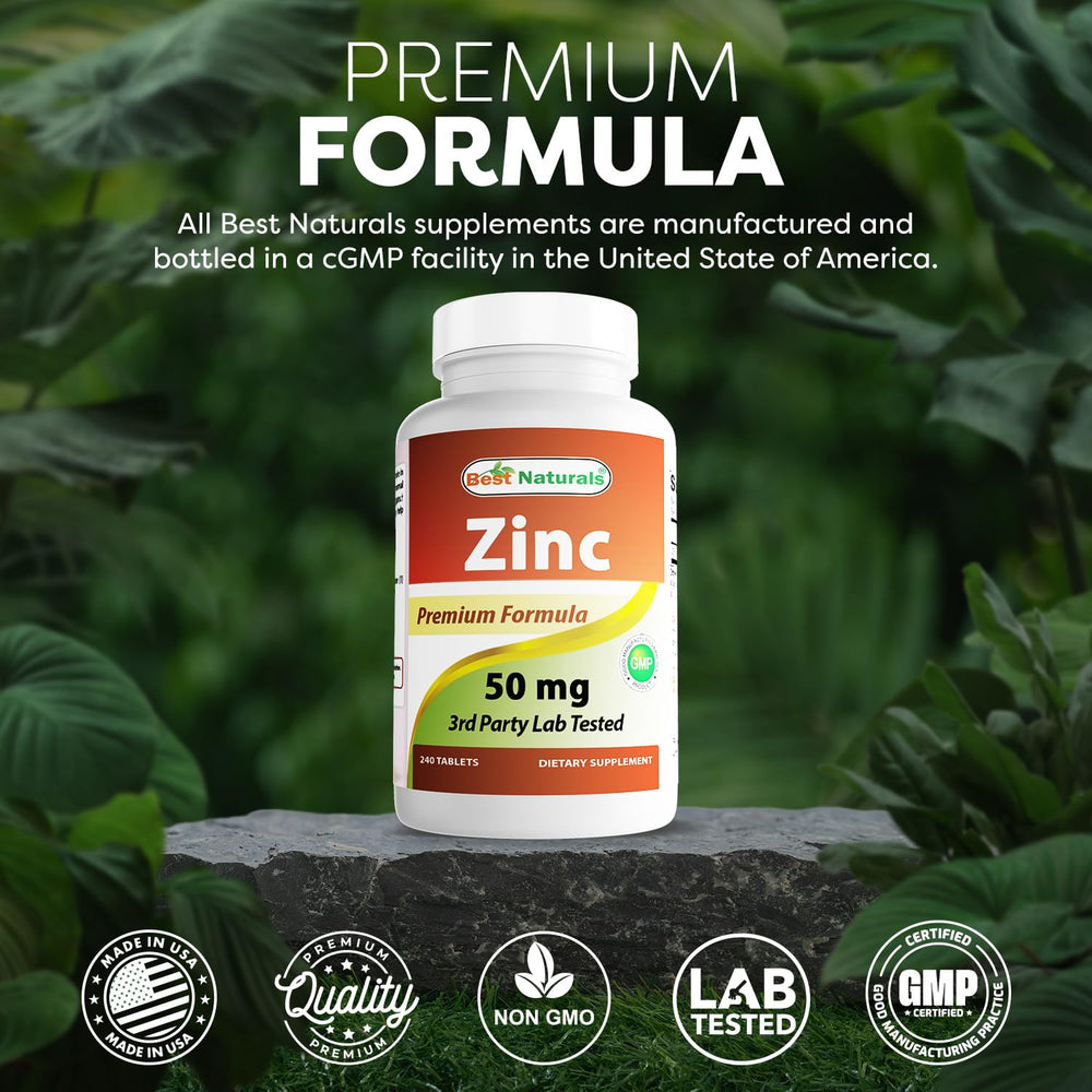 USA-made Best Naturals zinc supplement in GMP-certified facility