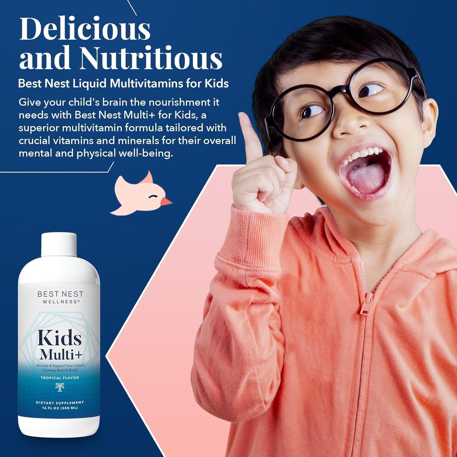 Best Nest Wellness Mama Bird kid sip showcasing a tasty daily supplement.