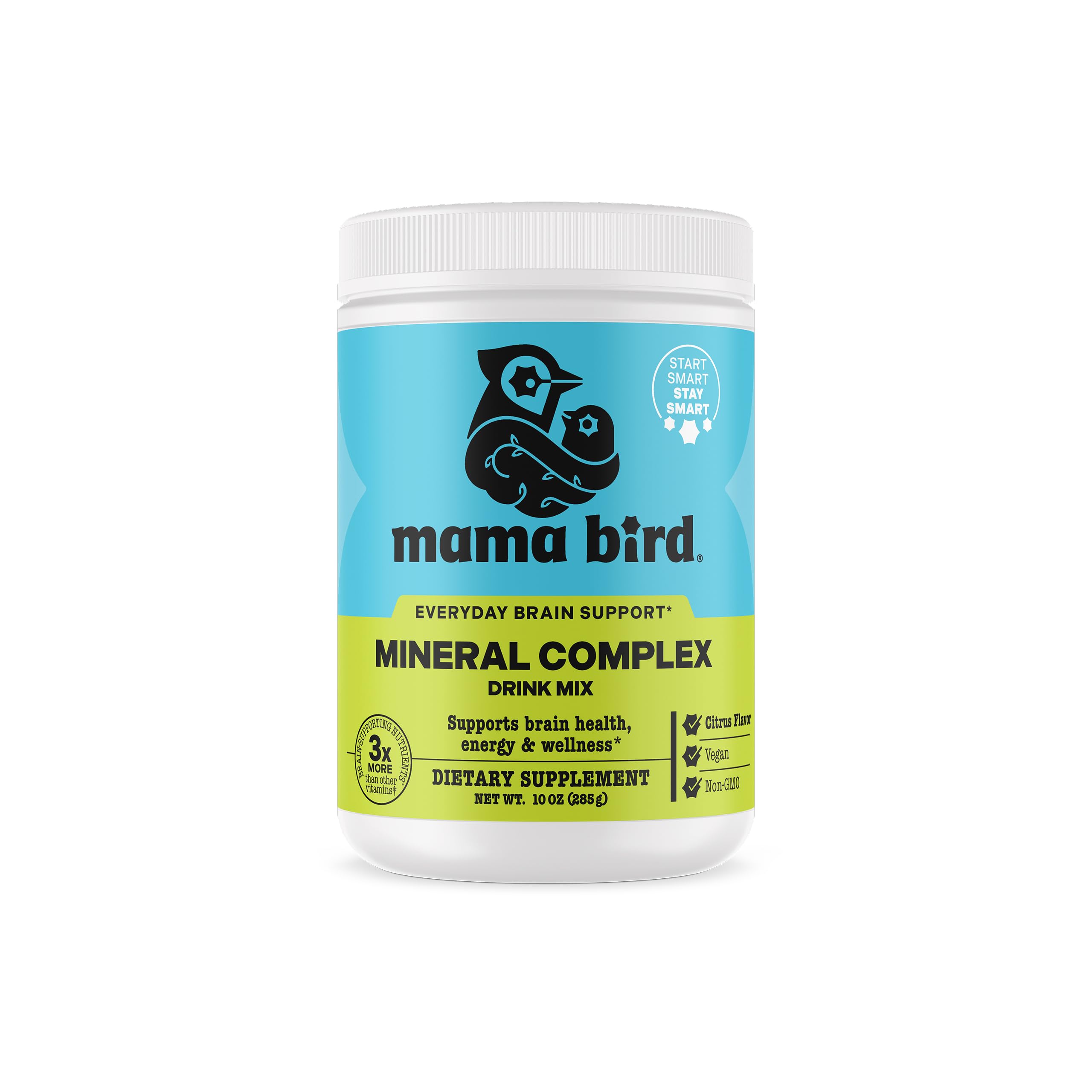 Best Nest Wellness Mama Bird Mineral Complex bottle front showing lemon-lime drink mix and label