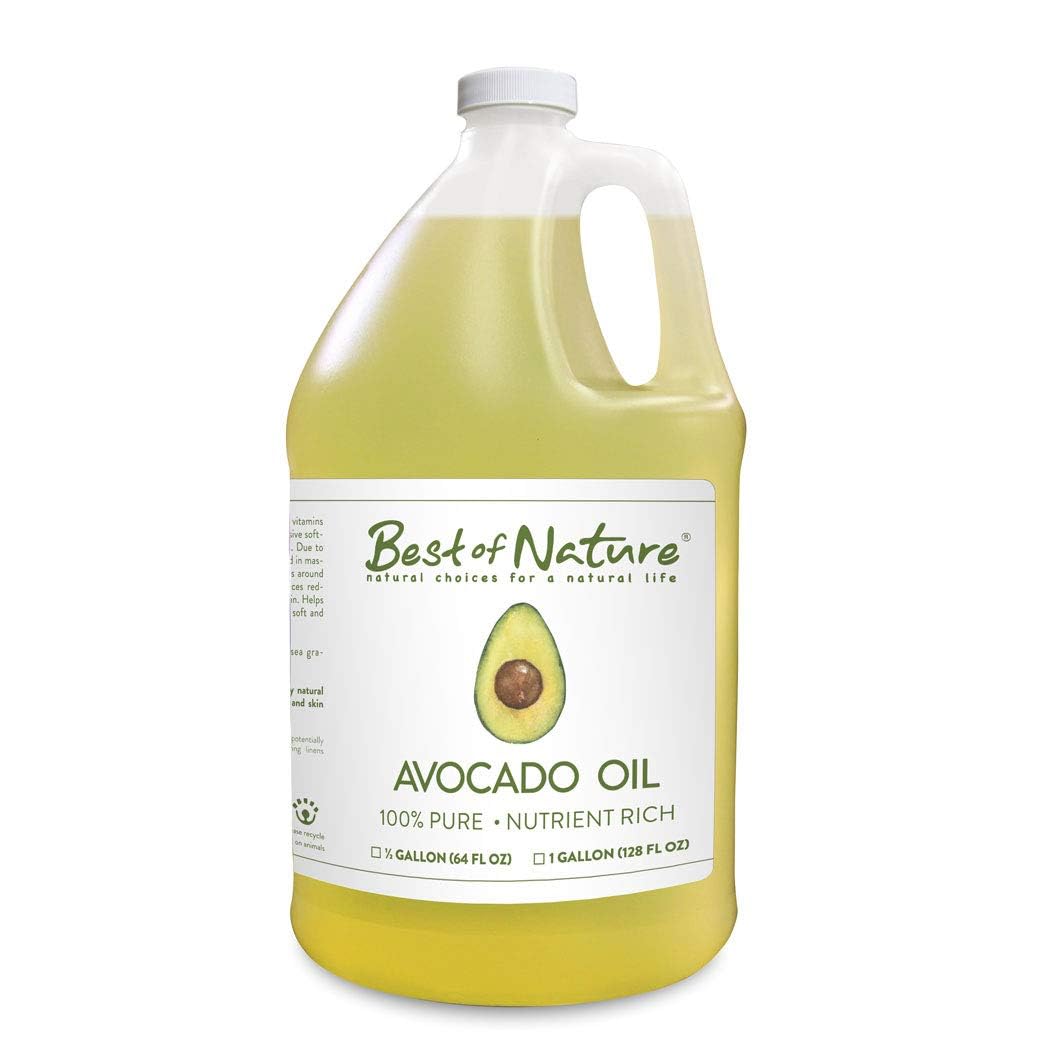 Best of Nature avocado oil bottle showing 100% pure nourishment for skin and hair