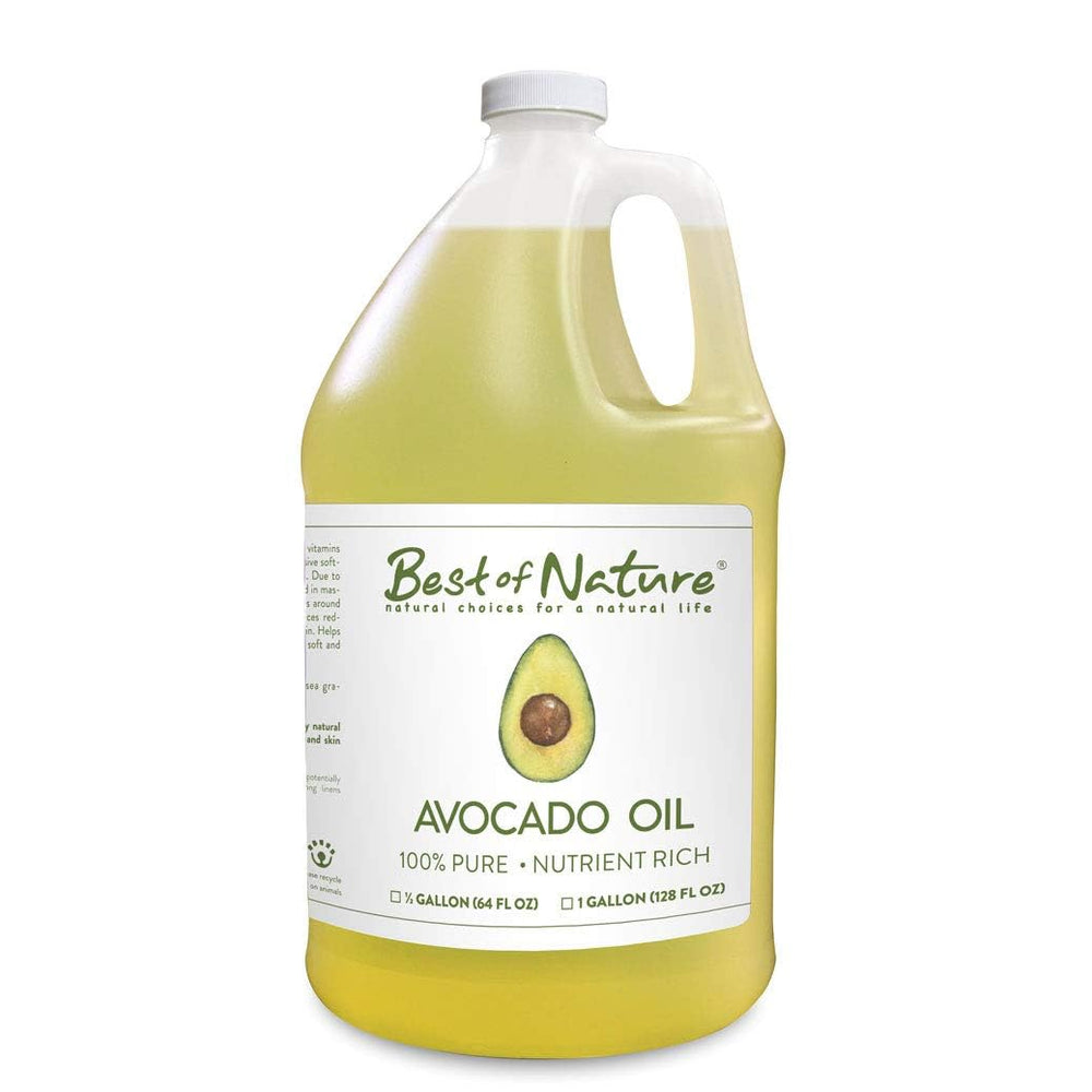 Best of Nature avocado oil bottle showing 100% pure nourishment for skin and hair