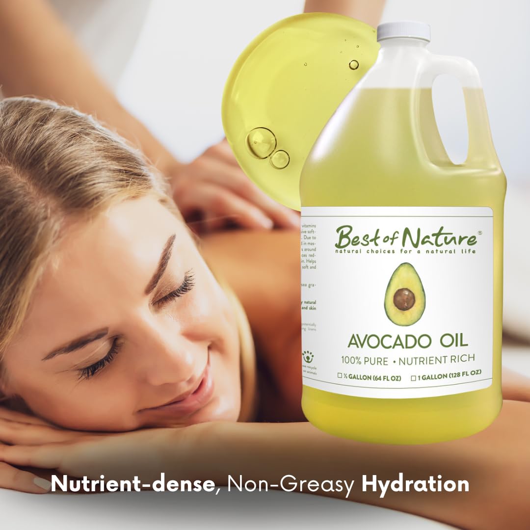 Best of Nature avocado oil massage application demonstrates a soothing oil for relaxation