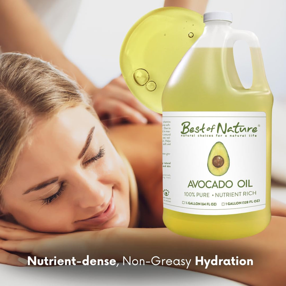 Best of Nature avocado oil massage application demonstrates a soothing oil for relaxation